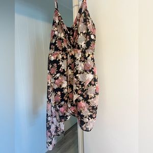 Sheer nylon fabric - short floral dress - VERY FLATTERING